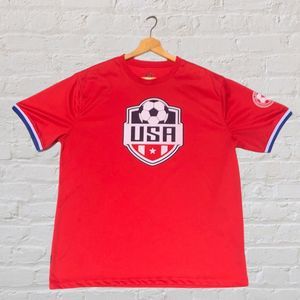 USA Soccer Jersey Red Size XL T-shirt USA Logo Futbol